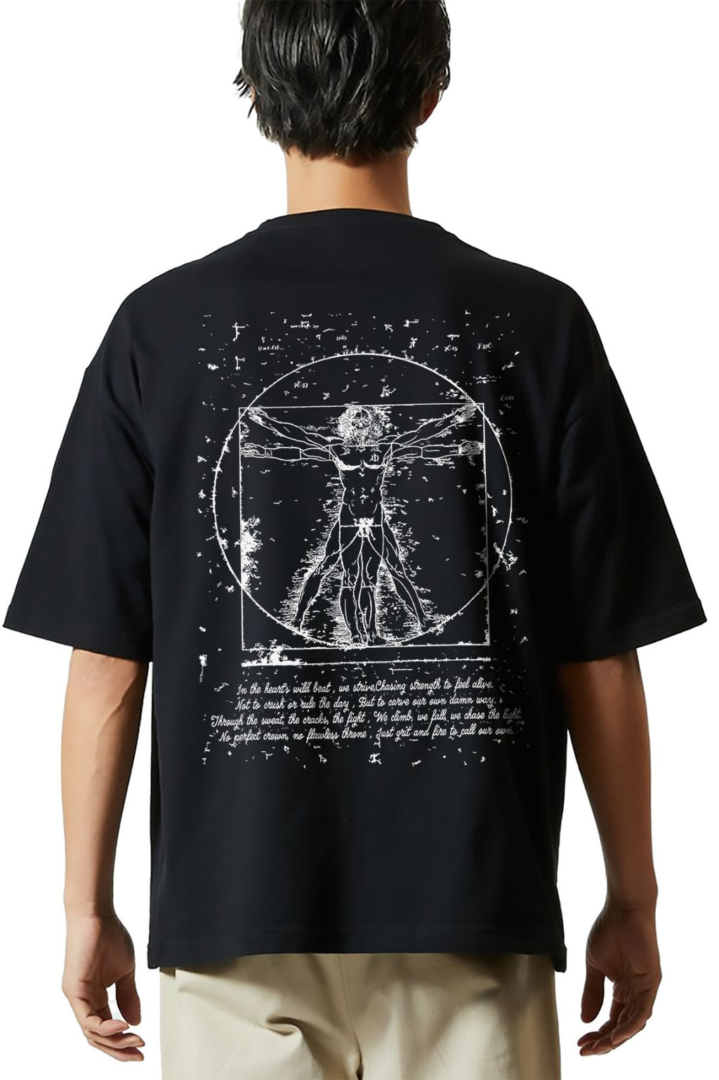 Short sleeve t-shirt, L'uomo vitruviano, Black
