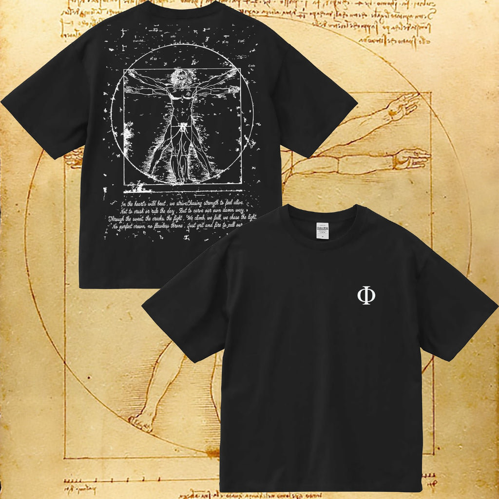 Short sleeve t-shirt, L'uomo vitruviano, Black