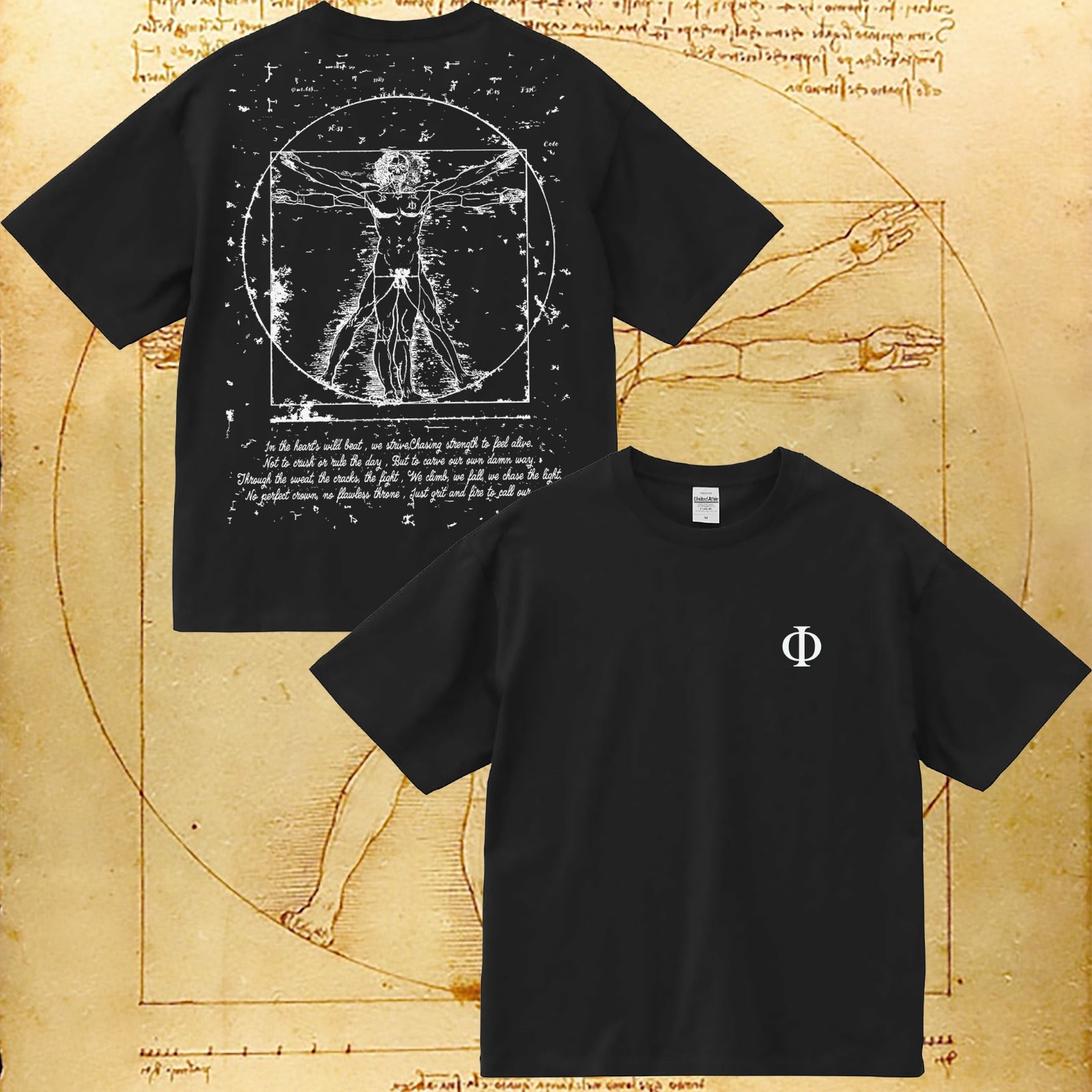 Short sleeve t-shirt, L'uomo vitruviano, Black