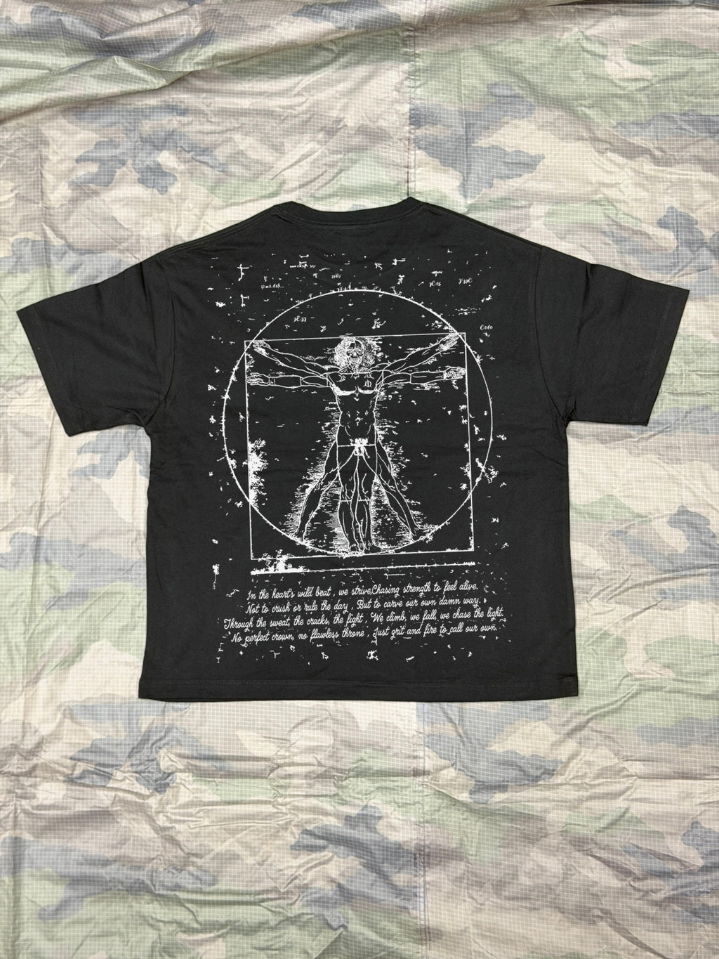 Short sleeve t-shirt, L'uomo vitruviano, Black